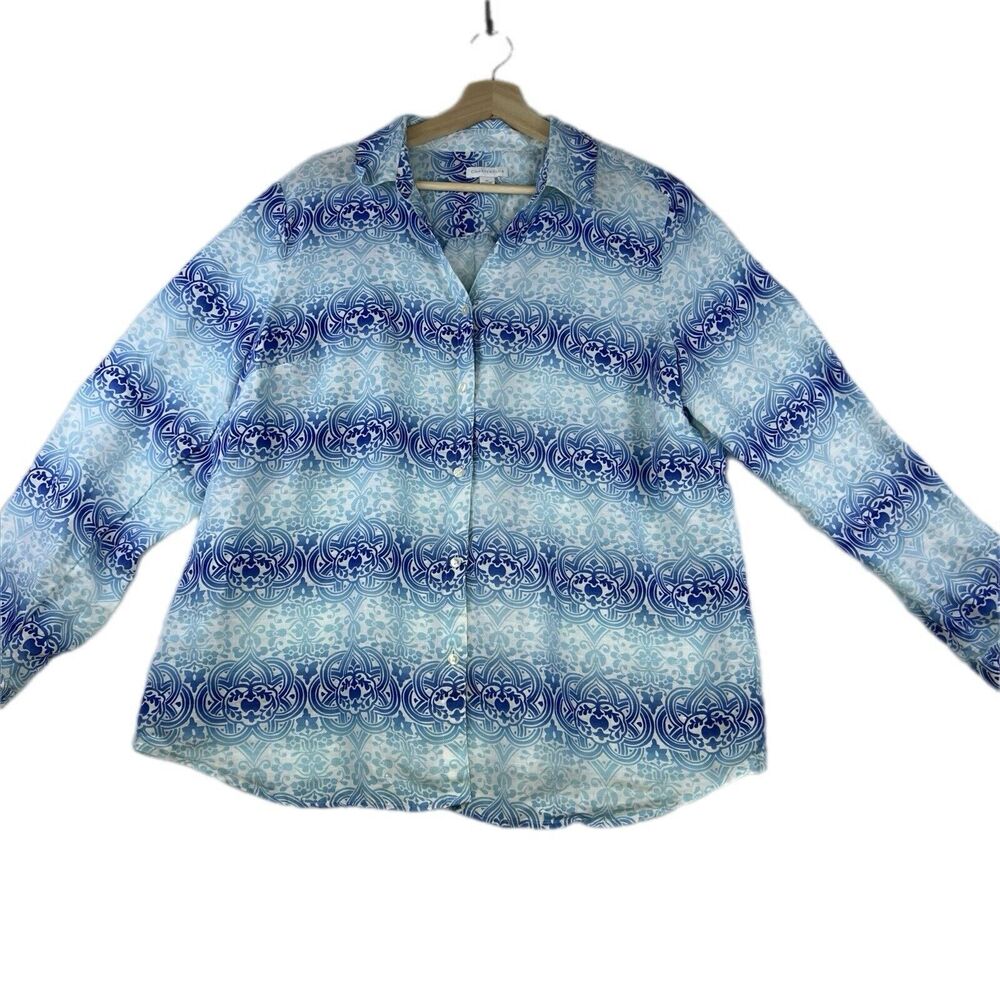 Charter Club Women's Long Sleeves  Button‎ Down Linen Beach Travel Shirt Size XL
